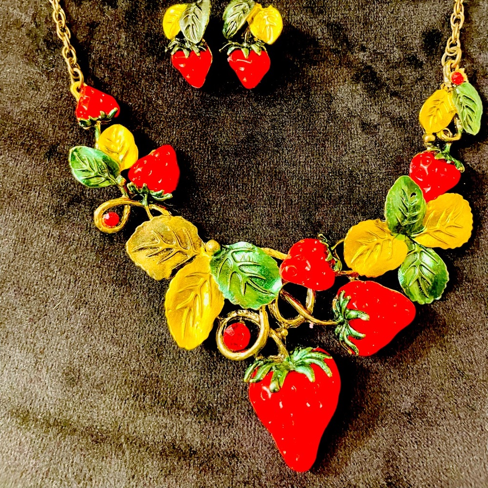 Strawberry Earring and Necklace Set